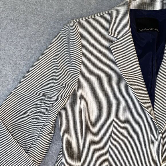 Banana Republic Blazer Jacket Women’s 4 Navy White Pinstripe Career Work 23” - Picture 6 of 16